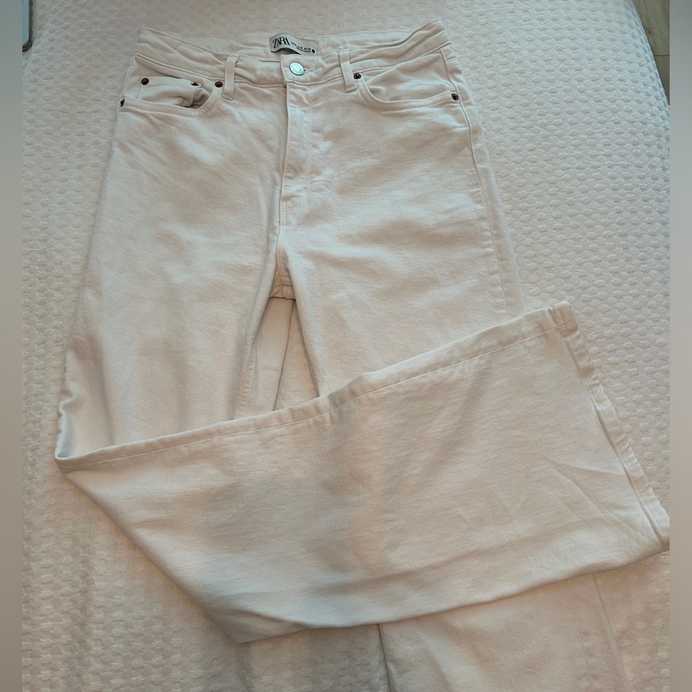 Zara White Flare & Wide Leg Jeans